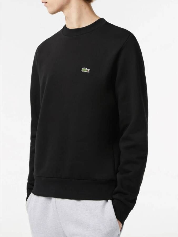 Lacoste Zwarte Casual Sweater met Geribbelde Zoom en Manchetten Zwart Heren
