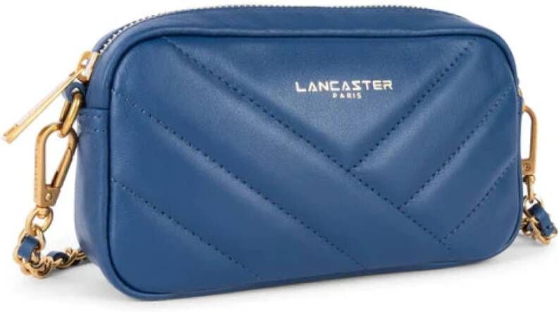 Lancaster Soft Matelassè Mini Pochette met Schouderband Blue Dames