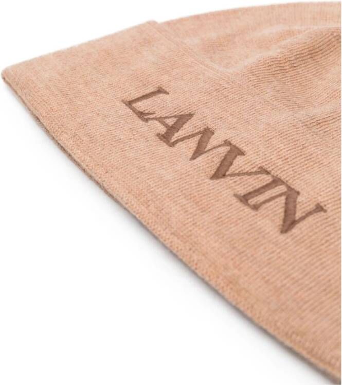 Lanvin Logo-geborduurde wollen beanie Bruin Dames