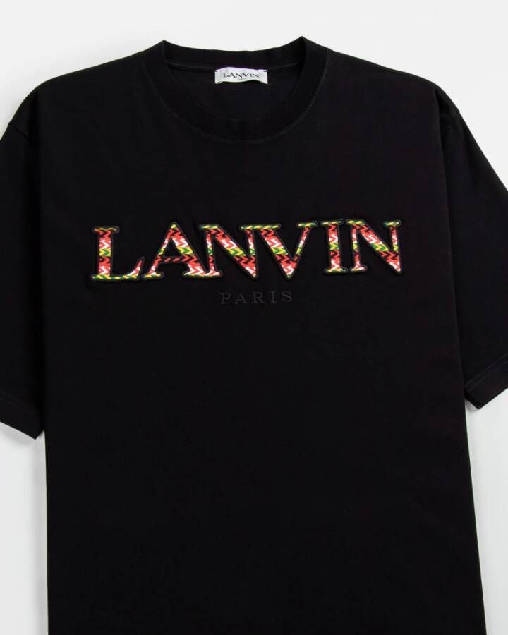 Lanvin Zwarte Curb Shirt met Geborduurd Logo Zwart Heren