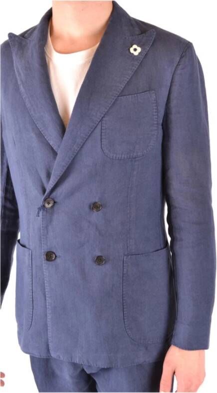 Lardini Mannen Eg468Avegr52207849Tc Wool Suit Blue Heren