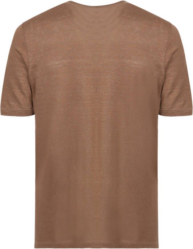 Lardini Monocrom linnen t-shirt Bruin Heren