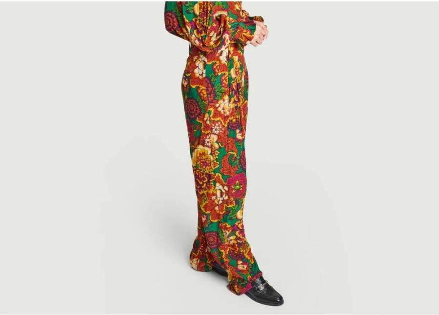 Laurence Bras Stijlvolle leren broek met bloemenprint Meerkleurig Dames