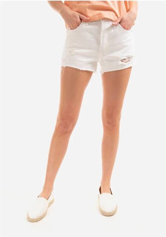 Levi's Witte Katoenen Jeans & Broek Kort 501 Versleten Effect Wit Dames