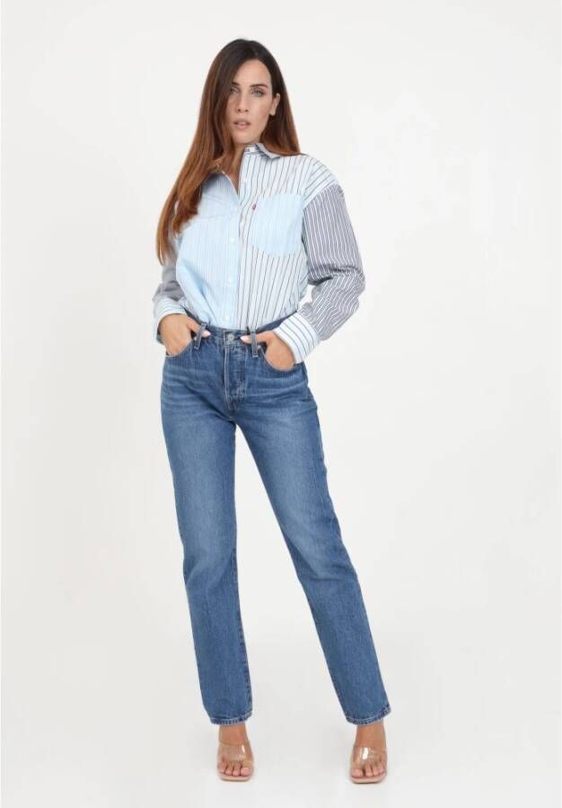 Levi's Dames 501 Jeans in Medium Indigo Worn In Blauw Dames