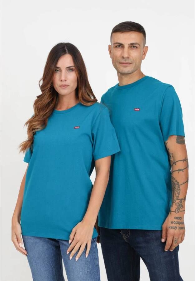 Levi's Groene Unisex Casual T-shirt met Logo Borduursel Blauw Unisex