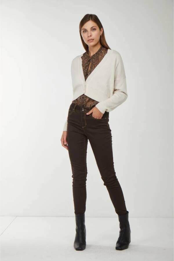 Liu Jo Stijlvolle Korte Monochrome Cardigan Beige Dames