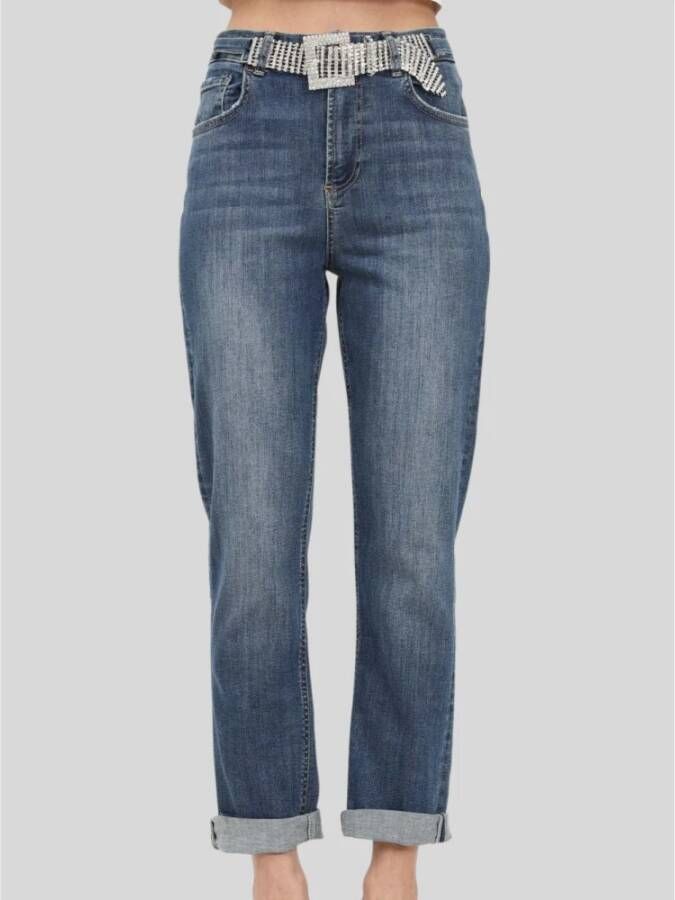 Liu Jo Hoge Taille Stretch Denim Cropped Jeans Blauw Dames