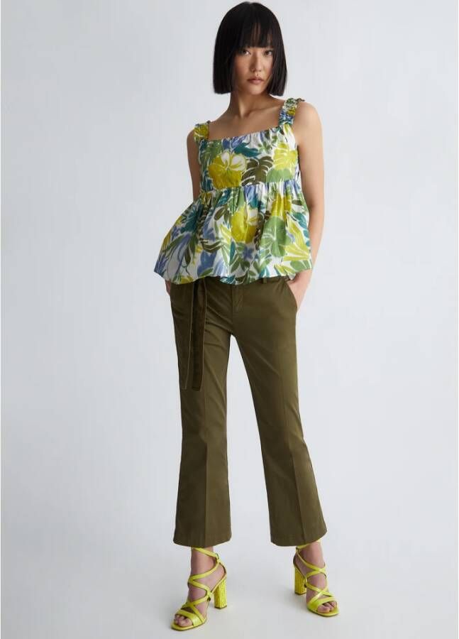 Liu Jo Mouwloze top met bloemenprint Groen Dames
