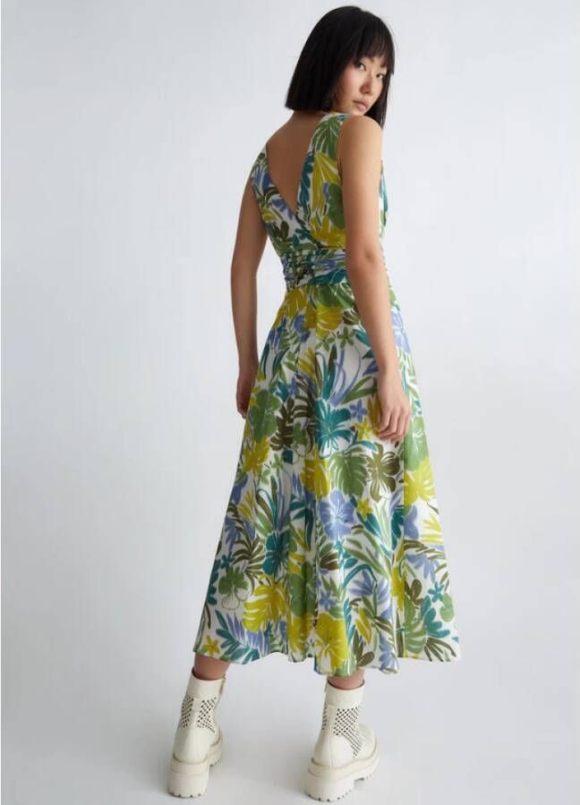 Liu Jo Bloemen Katoenen Zomerjurk Groen Dames