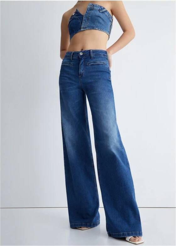 Liu Jo Milieuvriendelijke high-waisted flared jeans Blauw Dames