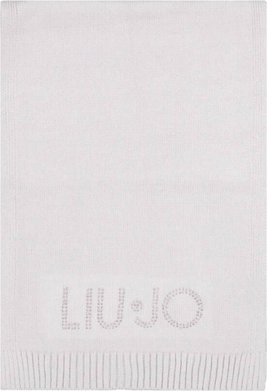 Liu Jo Grijze Gebreide Sjaal met Stud Logo Grijs Dames