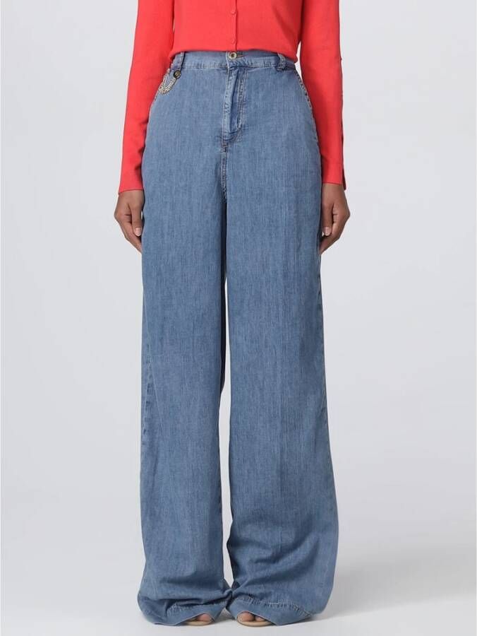 Liu Jo Trendy Wide Leg Jeans Blauw Dames