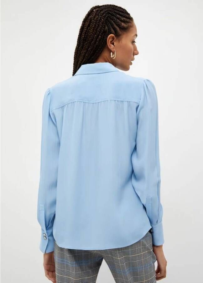 Liu Jo Zijden Blouse met Logo Knopen Blauw Dames