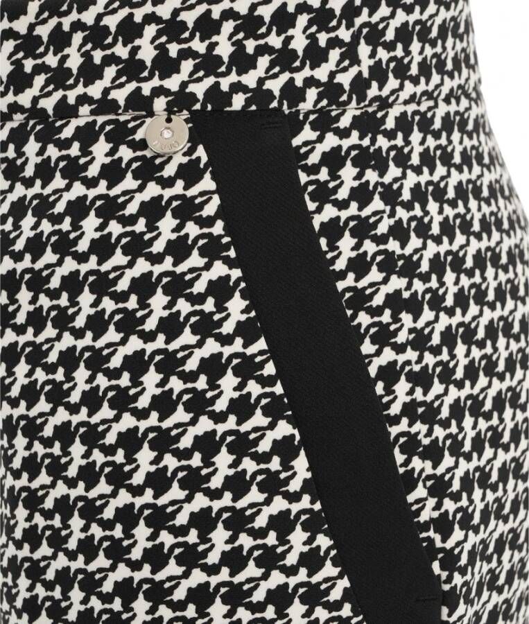 Liu Jo Stijlvolle Pied de Poule Flare Broek Zwart Dames