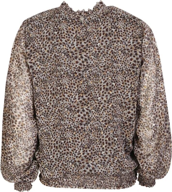 Liu Jo Beige Blouse met Dierenprint en Striksluiting Beige Dames