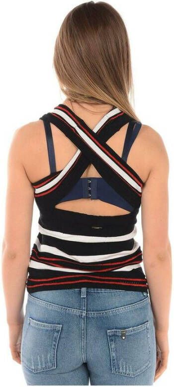 Liu Jo Gestreepte mouwloze sporttop Zwart Dames