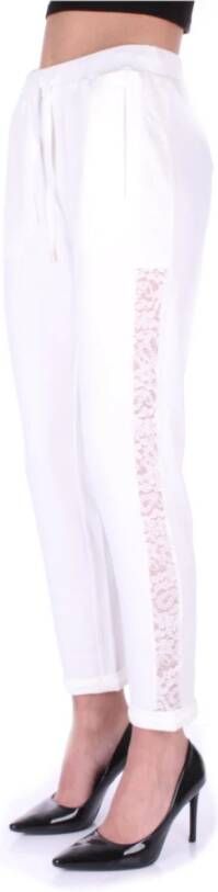 Liu Jo Witte Tapered Broek met Kant Details Wit Dames