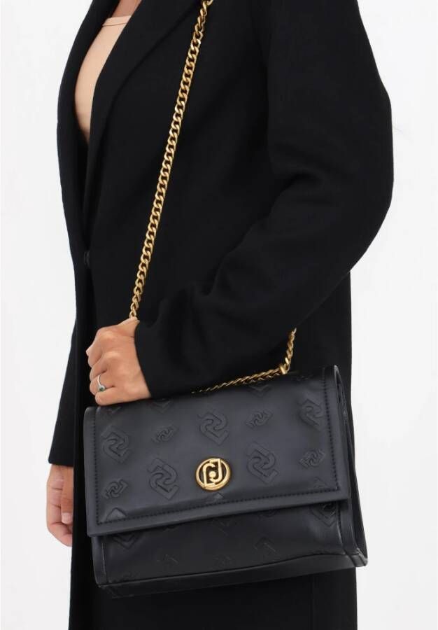 Liu Jo Zwarte schoudertas met logo en verstelbare band Zwart Dames