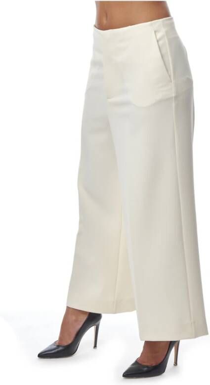 Liviana Conti Elegante Cream Wide Leg Broek Beige Dames