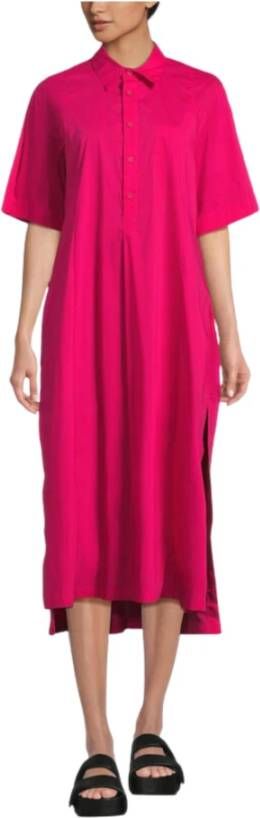 Liviana Conti Stretch Poplin Polo Jurk met Zijsplitten Roze Dames