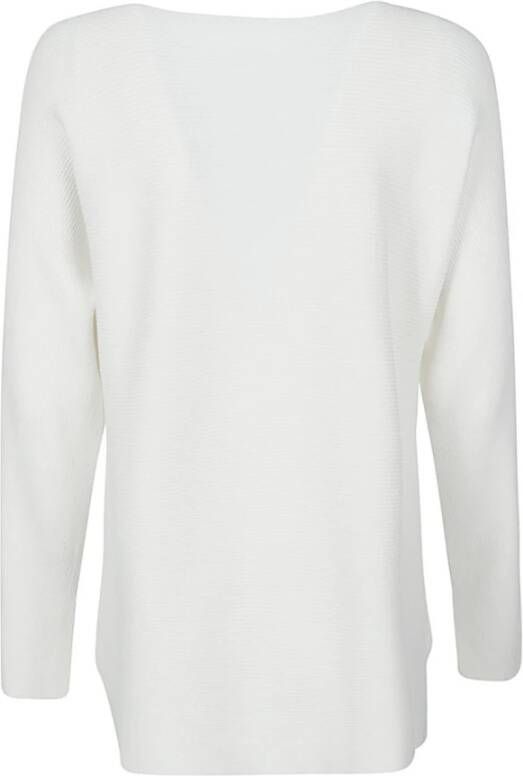 Liviana Conti Geribbelde Viscose Trui in Wit Dames