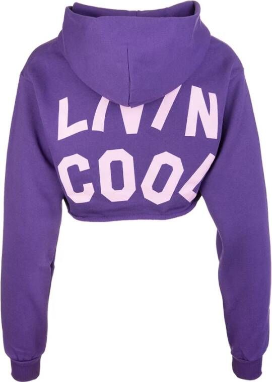 Livincool Paarse Orchidee Crop Hoodie Artwork Purple Dames