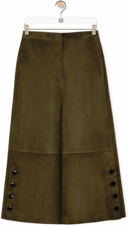 Loewe Stijlvolle Cropped Broeken in Donker Khaki Groen Dames