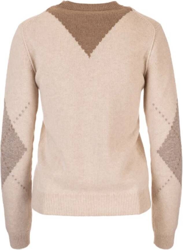 Loro Piana Beige Kasjmier Trui met Diamantpatroon Beige Dames
