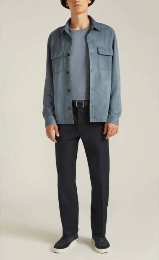 Loro Piana Ultra-Zachte Casual Overhemdjas Blauw Heren
