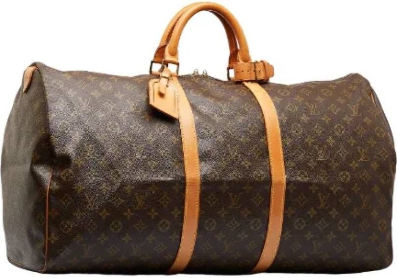 Louis Vuitton Vintage Authentieke Brunt Lerret Keepall 60 Brown Dames