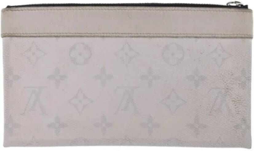 Louis Vuitton Vintage Grijze Leren Clutch Tas Gray Dames