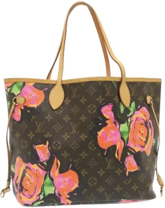 Louis Vuitton Vintage Tweedehands Multicolor Canvas Louis Vuitton Neverfull Brown Dames