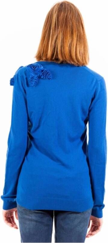 Love Moschino V-Hals Gebreide Trui Blauw Dames