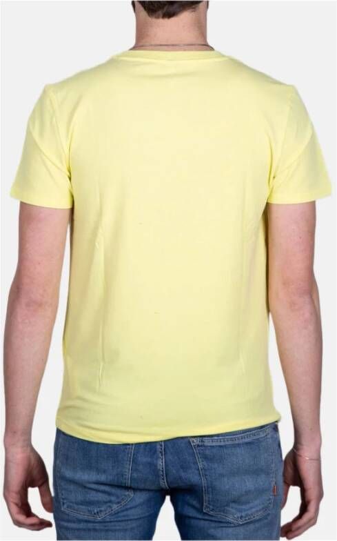 Love Moschino Gele Basic Heren T-shirt met Logo Print Geel Heren