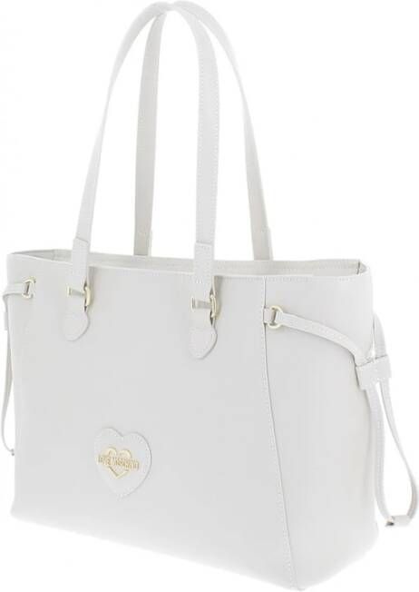 Love Moschino Ivory Eco Leren Rits Sluiting Tas Beige Dames