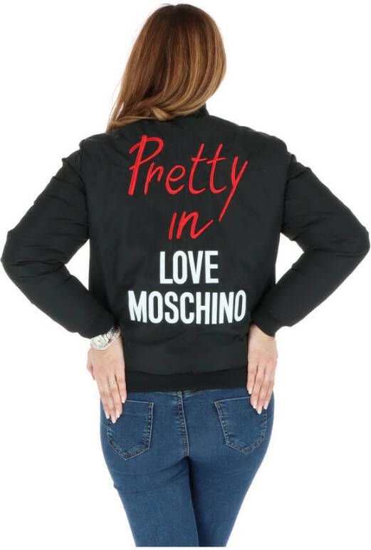 Love Moschino Blauwe Bedrukte Ritsjas Herfst Winter Blue Dames
