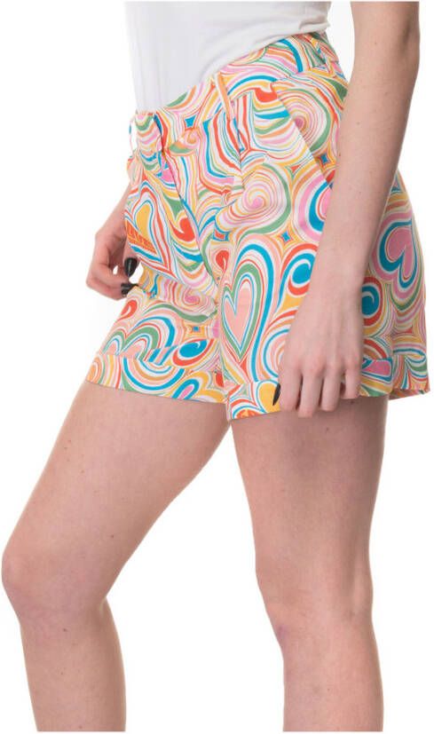 Love Moschino Korte shorts met opgerolde boorden en hartprint Geel Dames