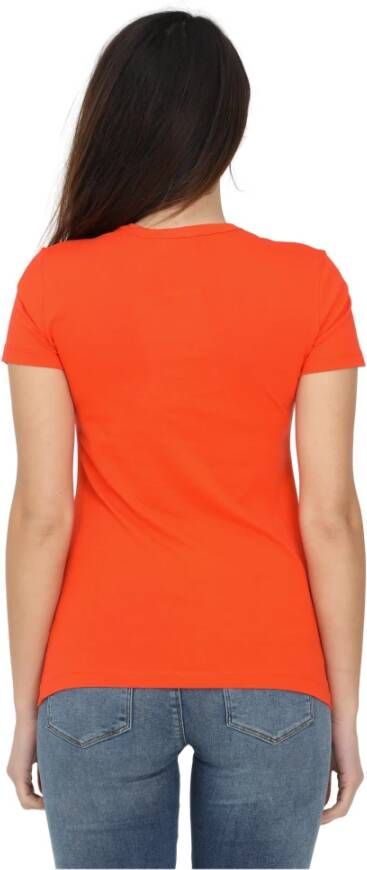 Love Moschino MaxI Logo Voorop Korte Mouw T-Shirt Oranje Dames