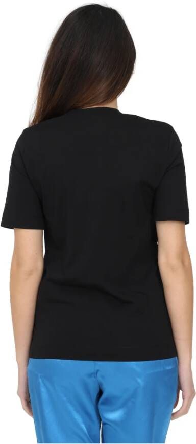 Love Moschino Hart Paillet Logo T-Shirt Zwart Dames