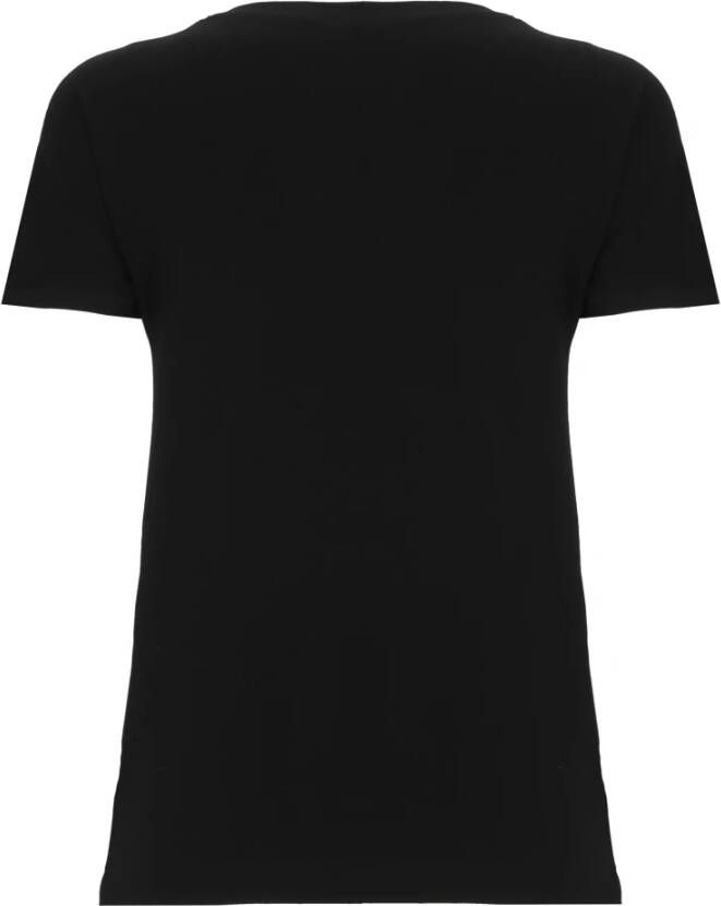 Love Moschino Zwarte katoenen T-shirt met Lurex-print Zwart Dames