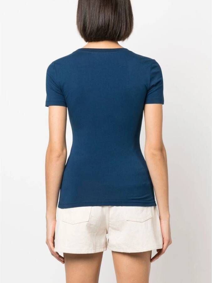 Love Moschino Blauwe T-shirts en Polos met Iconisch Logo Blauw Dames
