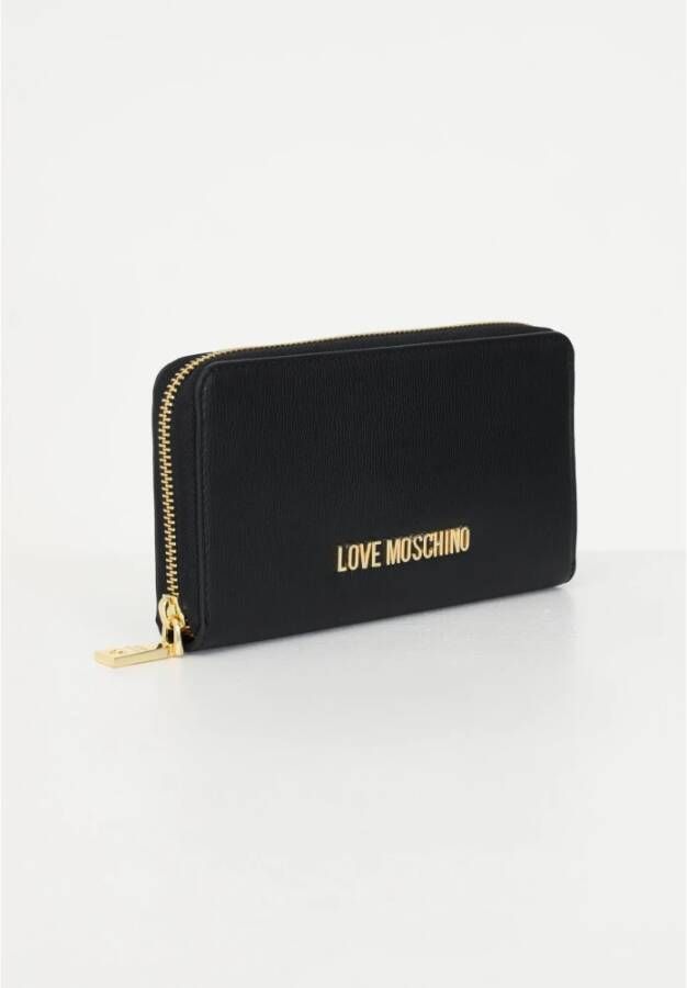 Love Moschino Zwarte portemonnee van geperst leer met logo detail Zwart Dames