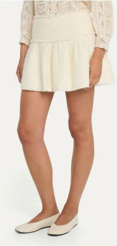 Loveshackfancy Gestructureerde Mini Cirkelrok Beige Dames