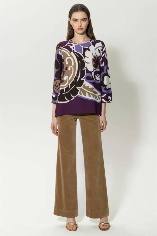 LUISA CERANO Exclusieve Bloemenprint Blouse Paars Dames