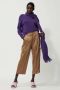 LUISA CERANO Satijnen Cargo Cropped Broek Beige Dames - Thumbnail 2