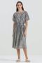 LUISA CERANO Bloemen Geborduurde Midi Jurk Wit Grijs Dames - Thumbnail 2