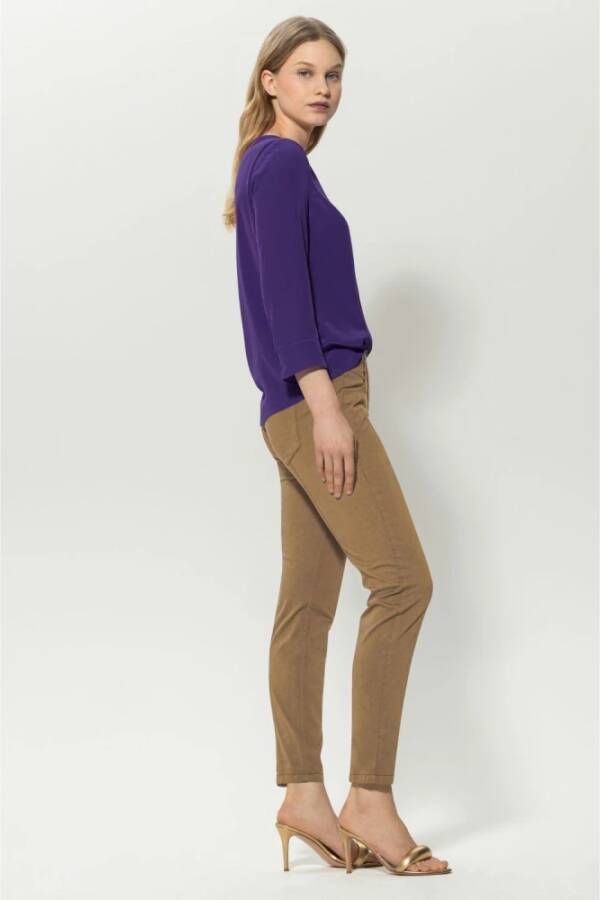LUISA CERANO Trendy Slim-Fit Bruine Broek met Stretchstof Brown Dames - Foto 2