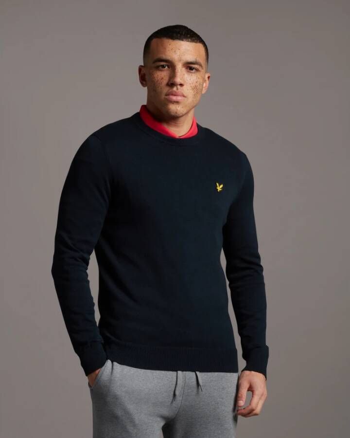 Lyle & Scott Katoenen Crew Neck Jumper Blauw Heren