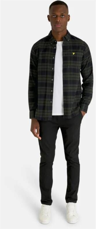 Lyle & Scott Overhemd- L&S Check Flannel Shirt L S Groen Heren